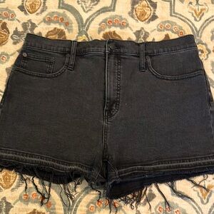 Madewell Black Jean Shorts Distressed Cut-Off Style size 31